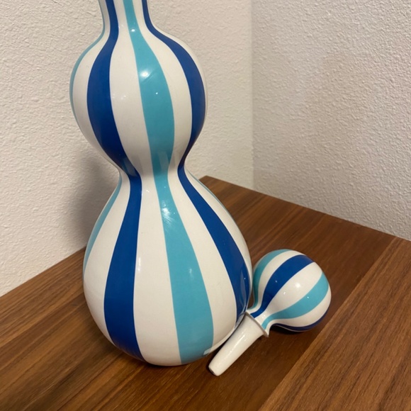 Jonathan Adler decanter vase  Blue turquoise stripe - Picture 5 of 9